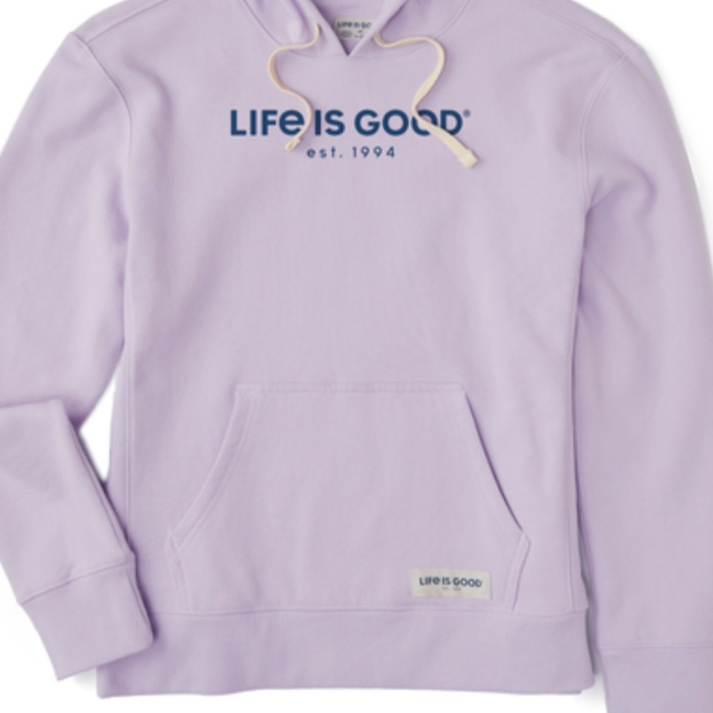 Women’s LIG EST 1994 Sz L Simply True Fleece Hoodie Lilac with Kangaroo Pockets